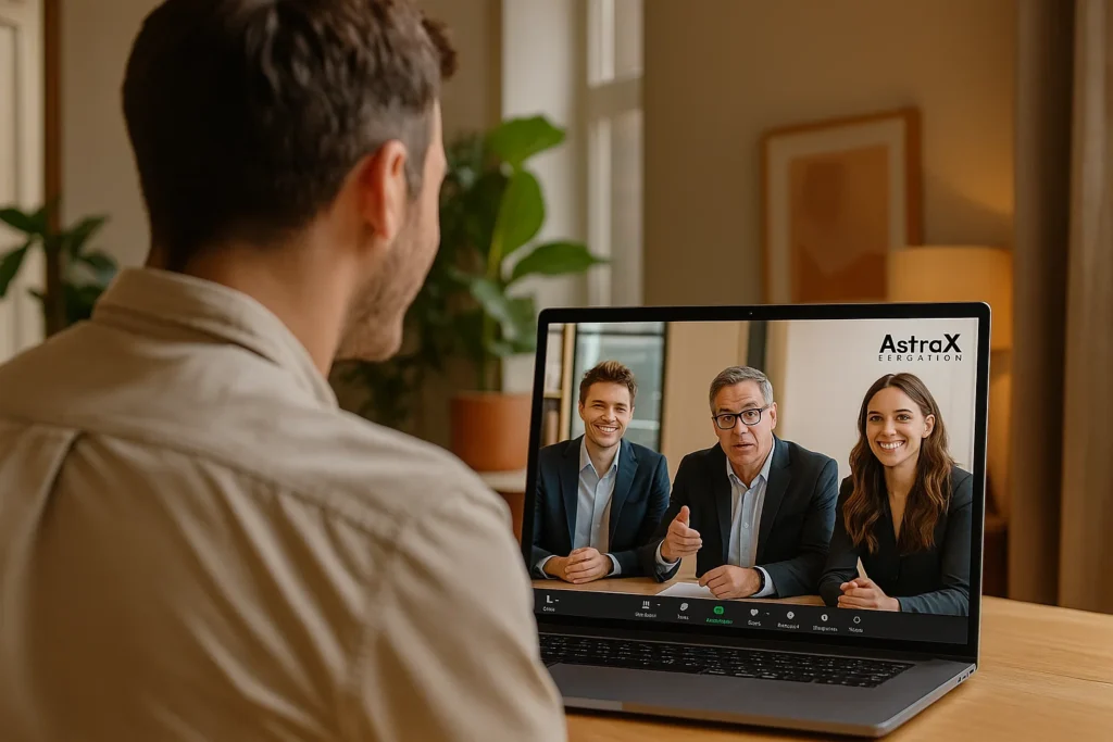Online interview for an AstraX Education tutoring position